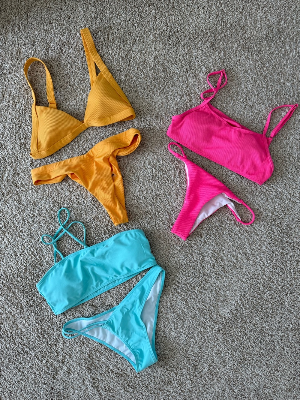 Shein Bathing Suits - Set of Three - Yellow, Pink, Aqua
